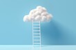 © vuang - Ladder leading to a fluffy cloud in blue sky