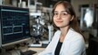 © ngamaz - A young scientist in a lab, analyzing data on a computer screen.