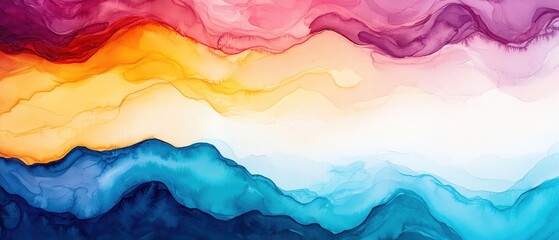 abstract watercolor painting showcasing vibrant colors and flowing patterns.