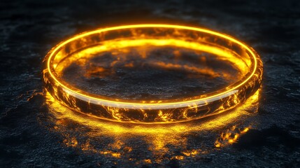 Wall Mural - Glowing fiery ring on dark surface.