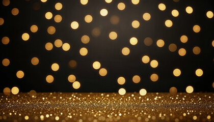 Wall Mural - black background with golden shimmers and free space