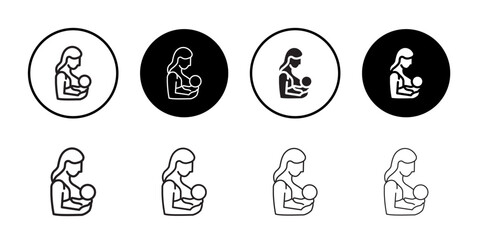 Breastfeeding icon Line Art Logo set