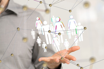 Aufkleber - Global network. Blockchain. 3D illustration. Neural networks and artificial intelligence. Abstract