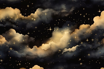 Wall Mural - fantastic clouds and stars in the sky with a sky background