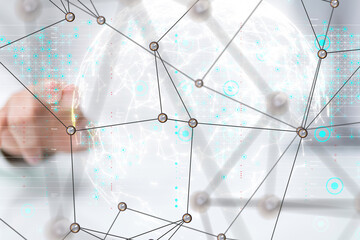 Aufkleber - Neural network 3D illustration. Big data and cybersecurity