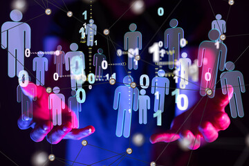 Aufkleber - touching global network and data customer connection