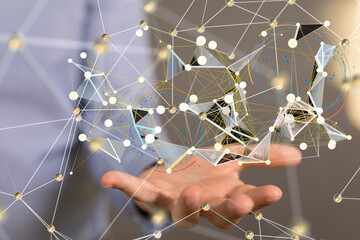 Aufkleber - Neural network 3D illustration. Big data and cybersecurity
