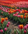 © Saksakon - Tall and slender tulips in a field of vibrant colors, expansive view , vibrant hues, springtime