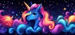 © Premium Graphics - Magical unicorn drawing flowing mane gentle eyes symbolizing fantasy dreams and hope leaving open spaces for inspirational themes