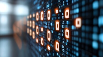 Digital Data Stream with Illuminated Binary Code
