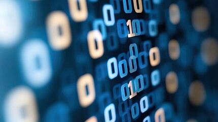Abstract Blue Binary Code Digital Data Stream