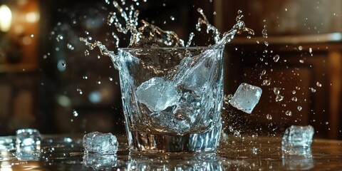 Poster - Glass of water with ice