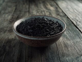 Wall Mural - Black tea on wooden table