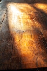 Wall Mural - Wooden table with sunlight