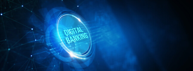 Sticker - Digital bank. Online banking and transaction concept.  3d illustration