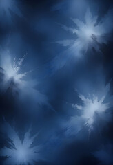 starburst patterns create balance on a dark blue canvas. an abstract artwork with radiant white explosions on blue. smooth, ethereal starbursts contrast against deep navy tones.