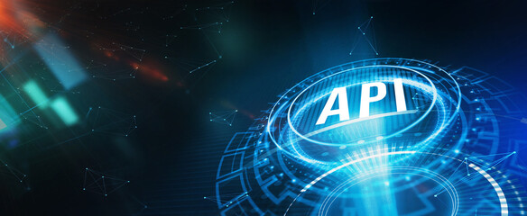 API - Application Programming Interface. Software development tool. Business, modern technology, internet and networking concept. 3d illustration