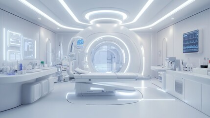 Poster - A modern medical imaging room with advanced technology and a sleek design.