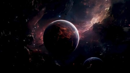 a planet  and  moons  in space