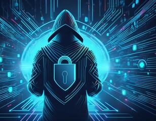 Wall Mural - how to protect your data from cyber attacks cybersecurity background