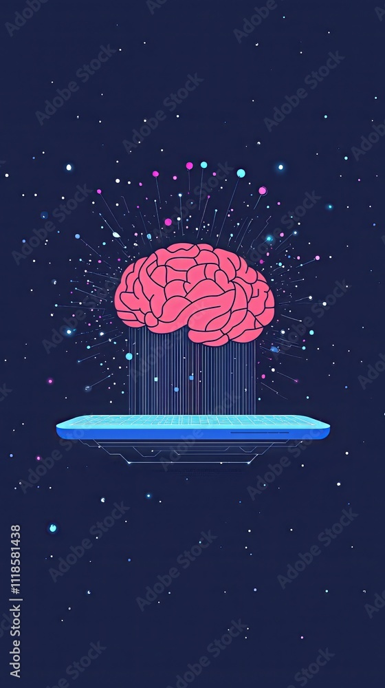 Cosmic Brain: A surreal and mesmerizing illustration of a brain ...