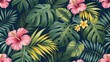 © Watcher - tropical forest pattern with bright colors and vegetation