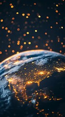 Wall Mural - earth's glow: a mesmerizing view of earth at night, with city lights sparkling like distant stars ag