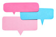 © MikeCS images - Blue pink blank cut out cardboard paper speech bubbles with rough edges and copy space for text on transparent png background design element