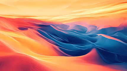 Wall Mural - Sand dunes creating a mesmerizing landscape of curves and patterns in the desert. generative ai. Mirage. Illustration