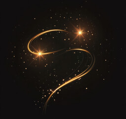 Wall Mural - golden comet png with sparkling stars and dust. powder dust light png. magic shining gold dust. fine