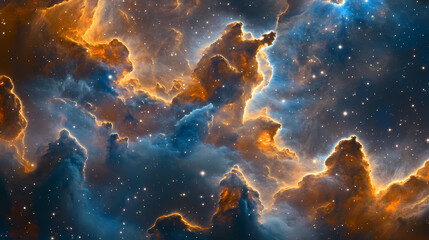 Wall Mural - abstract red universe nebula clouds in space, with starry night cosmos galactic sky. wallpaper backg