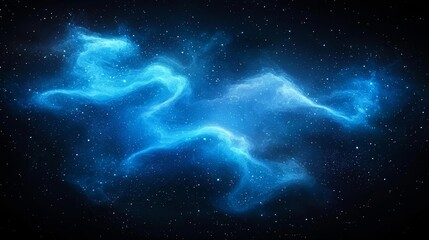 A blue nebula in the night sky with stars