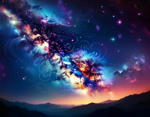 Wall Mural - a stunning view of the milky way galaxy with a mix of bright stars nebulas and dark dust clouds