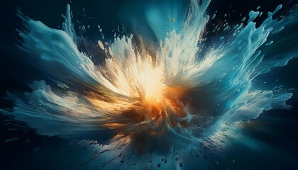 Wall Mural - a powerful burst of water exploding into the air splash burst water explosion force power nature ene