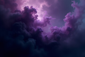 Wall Mural - deep, moody clouds of smoky black and purple twist dynamically, creating a mysterious and intense ab