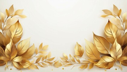 Canvas Print - golden leaf border on white background