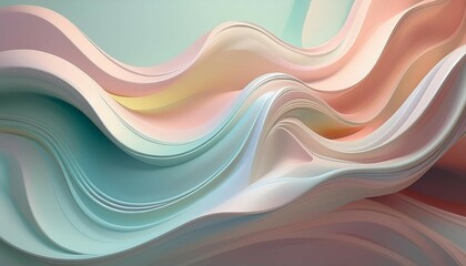 Canvas Print - geometric 3d smooth pastel shapes abstract background with light colour palette generative ai