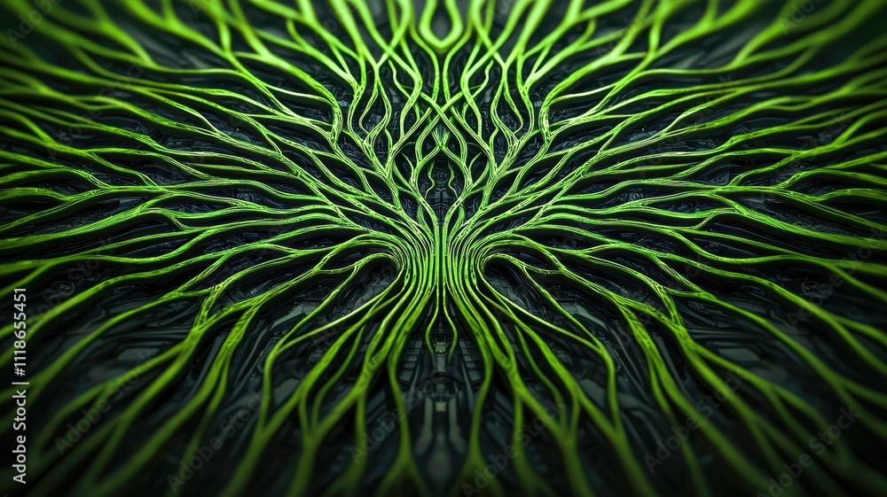A mesmerizing abstract design showcasing intricate green patterns that ...
