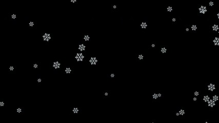 Wall Mural - Snowfall looped video of realistic snowflakes. Use transparency mode or screen mode. Alpha available channel in 3840 x 2160 px. Seamless loop video isolated on a black artificial background.