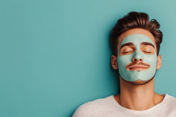 Man relaxing with a green face mask in a tranquil indoor setting