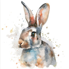 A watercolor drawing of a Rabbit, isolated on a white background. Rabbit vector.