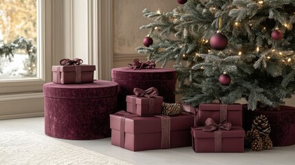 Wall Mural - christmas presents are standing under a decorated christmas tree