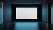 © musa - Dark room with large blank screen.