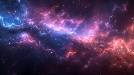 Wall Mural - vivid cosmic nebula filled with glowing pink and blue hues, interstellar dust, and countless stars i