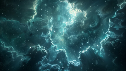 Wall Mural - distant spiral galaxy in deep space showcasing luminous core and vivid, swirling star clusters acros