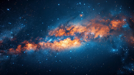 Wall Mural - a glowing nebula of golden interstellar clouds, stars forming within swirling cosmic matter.