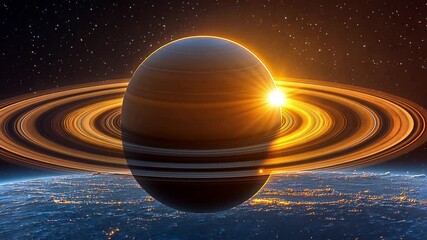 Wall Mural - exploration of the majestic saturn against the backdrop of a distant planet in outer space