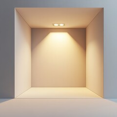 Illuminated minimalist display space modern gallery photographic art indoor perspective contemporary design concept