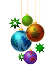 Wall Mural - Christmas background with colorful baubles isolated.