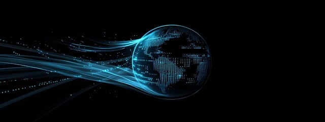 Digital background featuring swirling lines of code with holographic elements